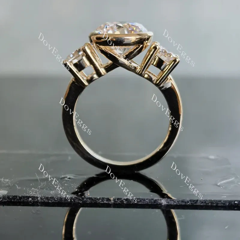 DovEggs side stones three-stone bezel engagement ring semi-mount only(Exclusively to DovEggs Stones)
