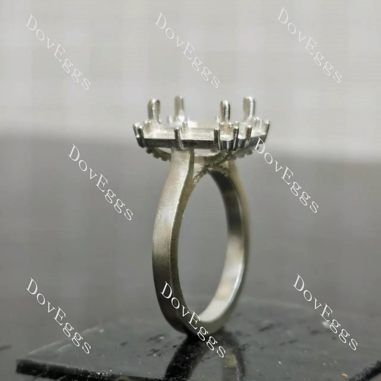 DovEggs halo pave engagement ring semi-mount only(Exclusively to DovEggs Stones)