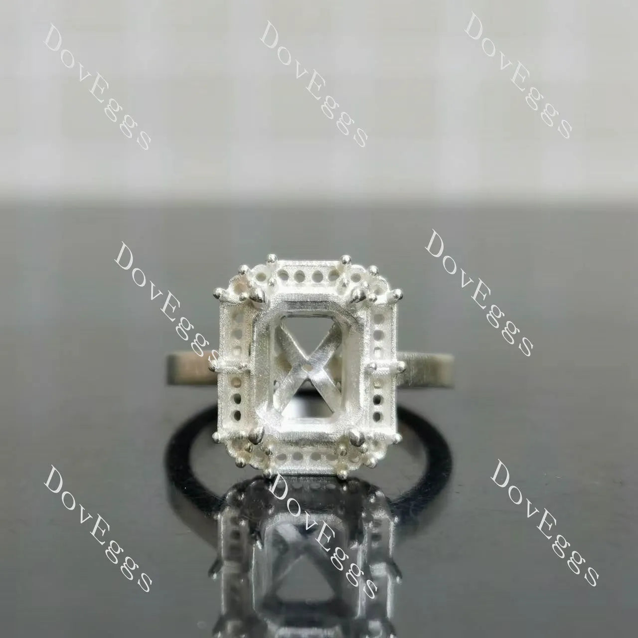 DovEggs halo pave engagement ring semi-mount only(Exclusively to DovEggs Stones)