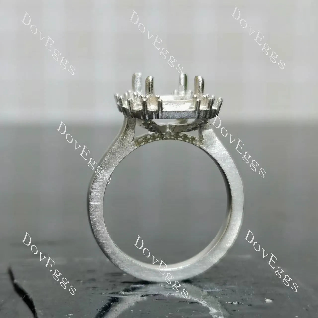 DovEggs halo pave engagement ring semi-mount only(Exclusively to DovEggs Stones)