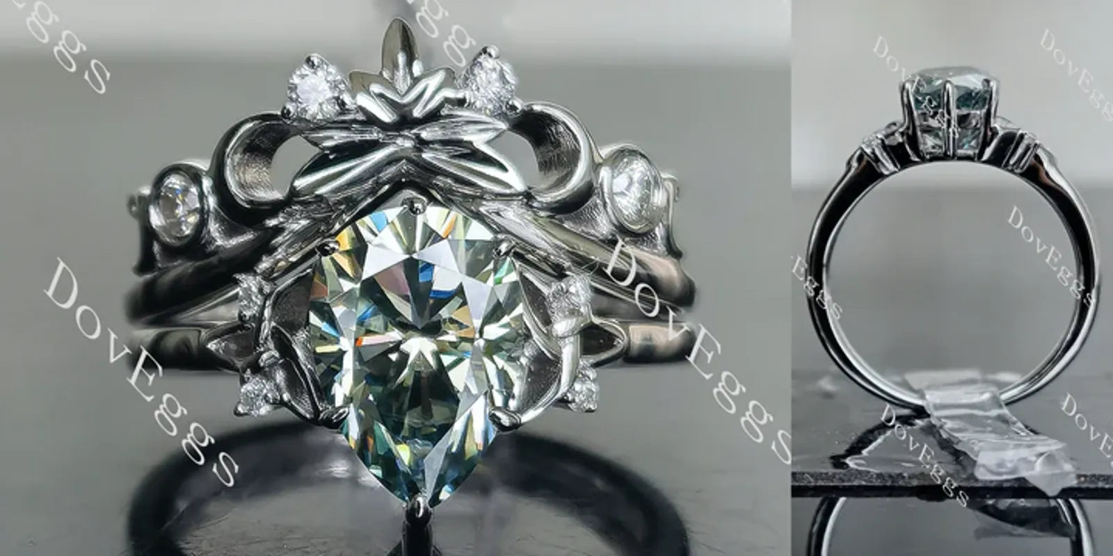 DoveEggs art deco engagement ring only semi-mount only(Exclusively to DovEggs Stones)