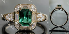 Green with Envy art deco bezel engagement ring only semi-mount only(Exclusively to DovEggs Stones)