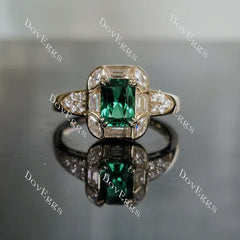 Green with Envy art deco bezel engagement ring only semi-mount only(Exclusively to DovEggs Stones)