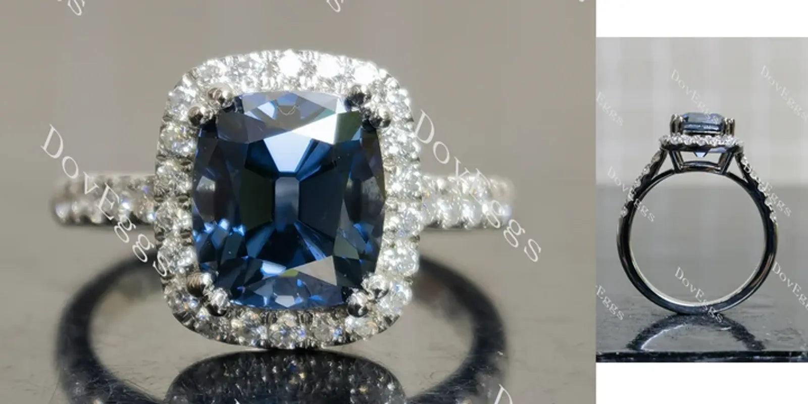 Doveggs halo half eternity engagement ring semi-mount only(Exclusively to DovEggs Stones)