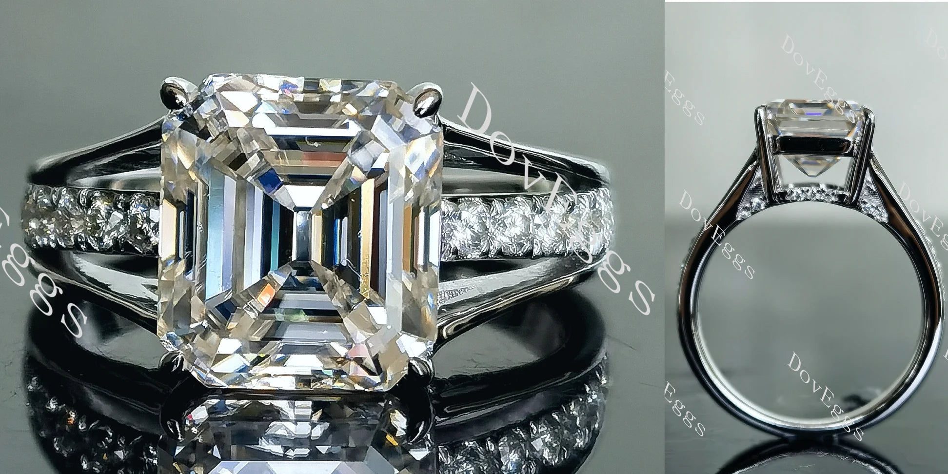 DovEggs half eternity pave engagement ring only semi-mount only(Exclusively to DovEggs Stones)