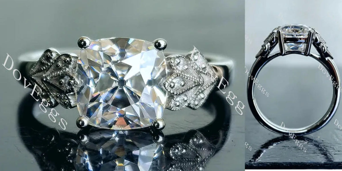 DoveEggs art deco engagement ring only semi-mount only(Exclusively to DovEggs Stones)