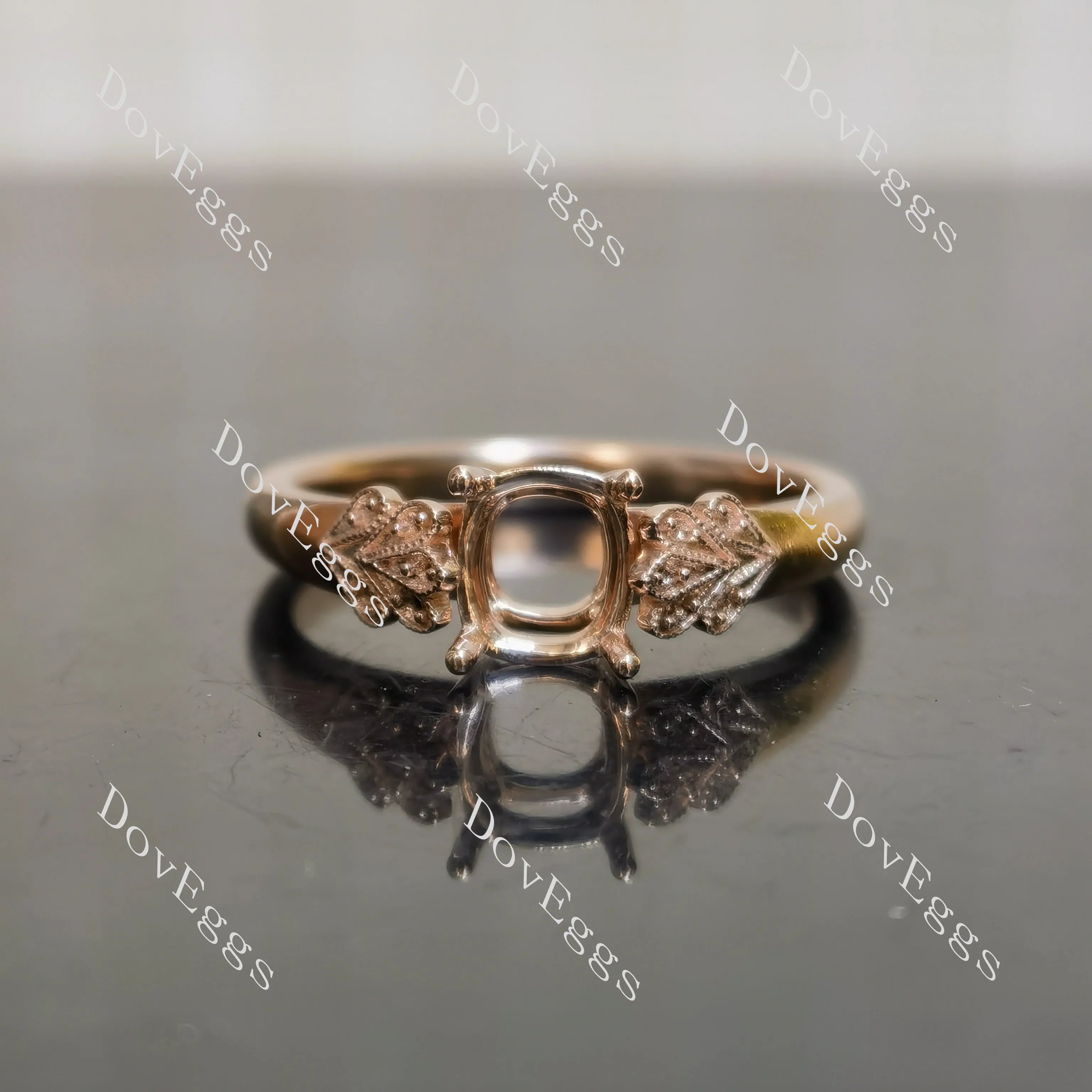DoveEggs art deco engagement ring only semi-mount only(Exclusively to DovEggs Stones)