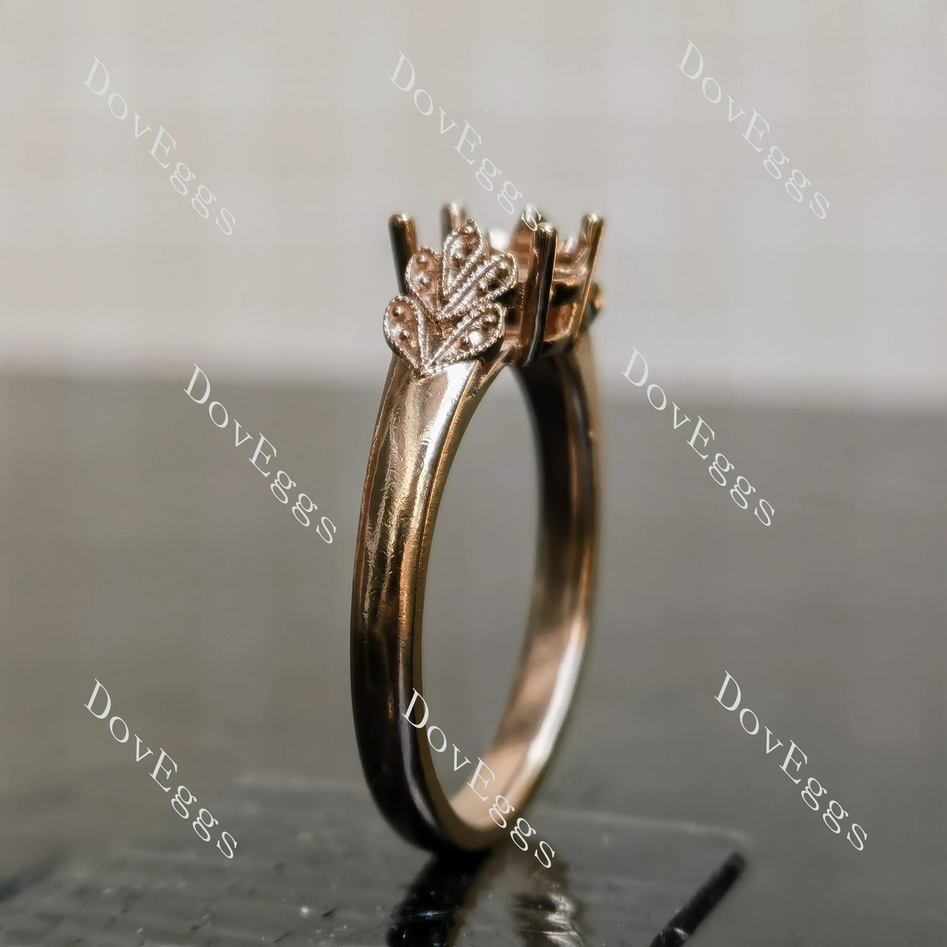 DoveEggs art deco engagement ring only semi-mount only(Exclusively to DovEggs Stones)