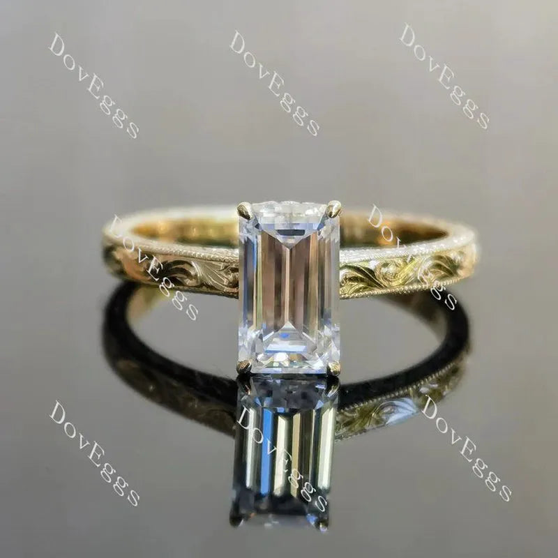Bezel carved hidden halo engagement ring semi-mount only(Exclusively to DovEggs Stones)