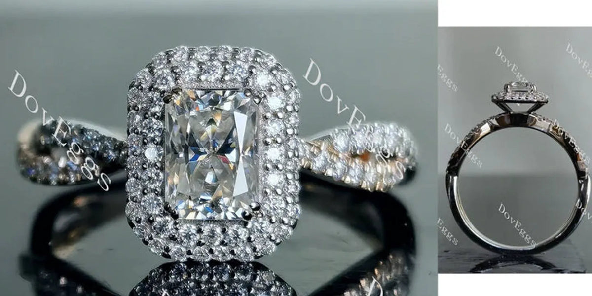 DovEggs double halo pave engagement ring semi-mount only(Exclusively to DovEggs Stones)