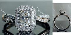DovEggs double halo pave engagement ring semi-mount only(Exclusively to DovEggs Stones)