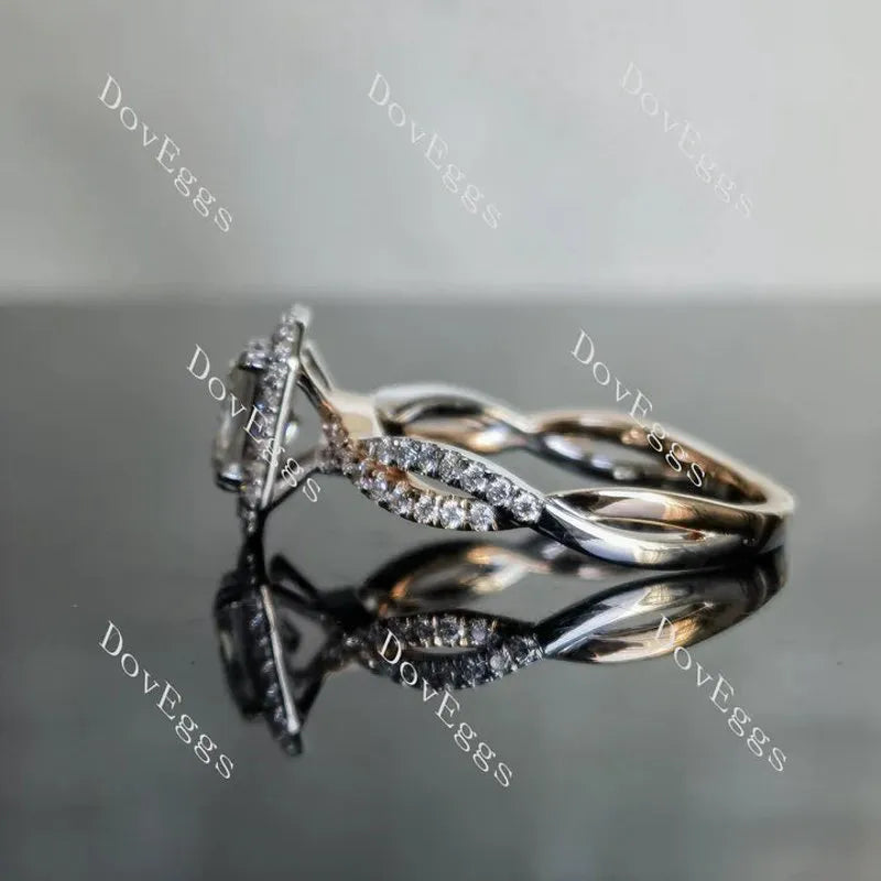 DovEggs double halo pave engagement ring semi-mount only(Exclusively to DovEggs Stones)