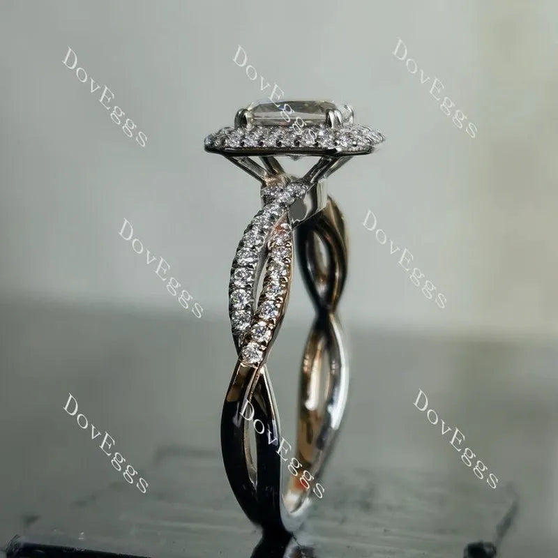 DovEggs double halo pave engagement ring semi-mount only(Exclusively to DovEggs Stones)
