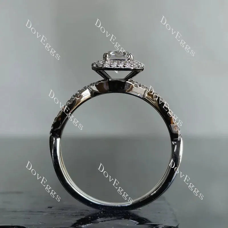 DovEggs double halo pave engagement ring semi-mount only(Exclusively to DovEggs Stones)
