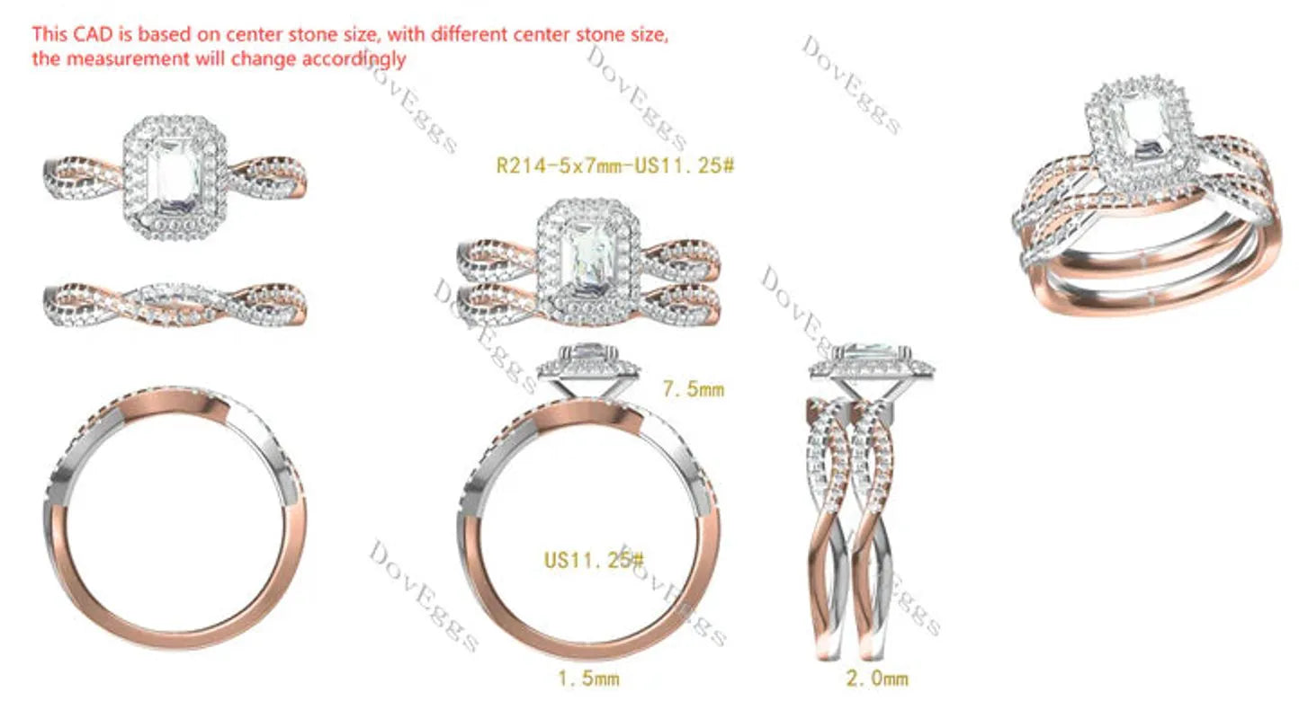DovEggs double halo pave engagement ring semi-mount only(Exclusively to DovEggs Stones)