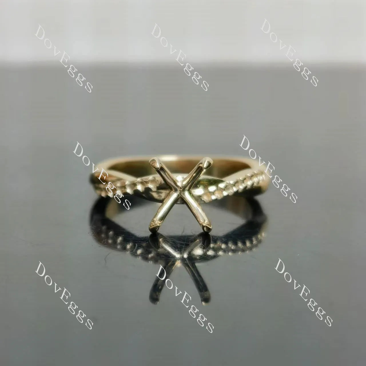 Doveggs pave curved engagement ring only semi-mount only(Exclusively to DovEggs Stones)