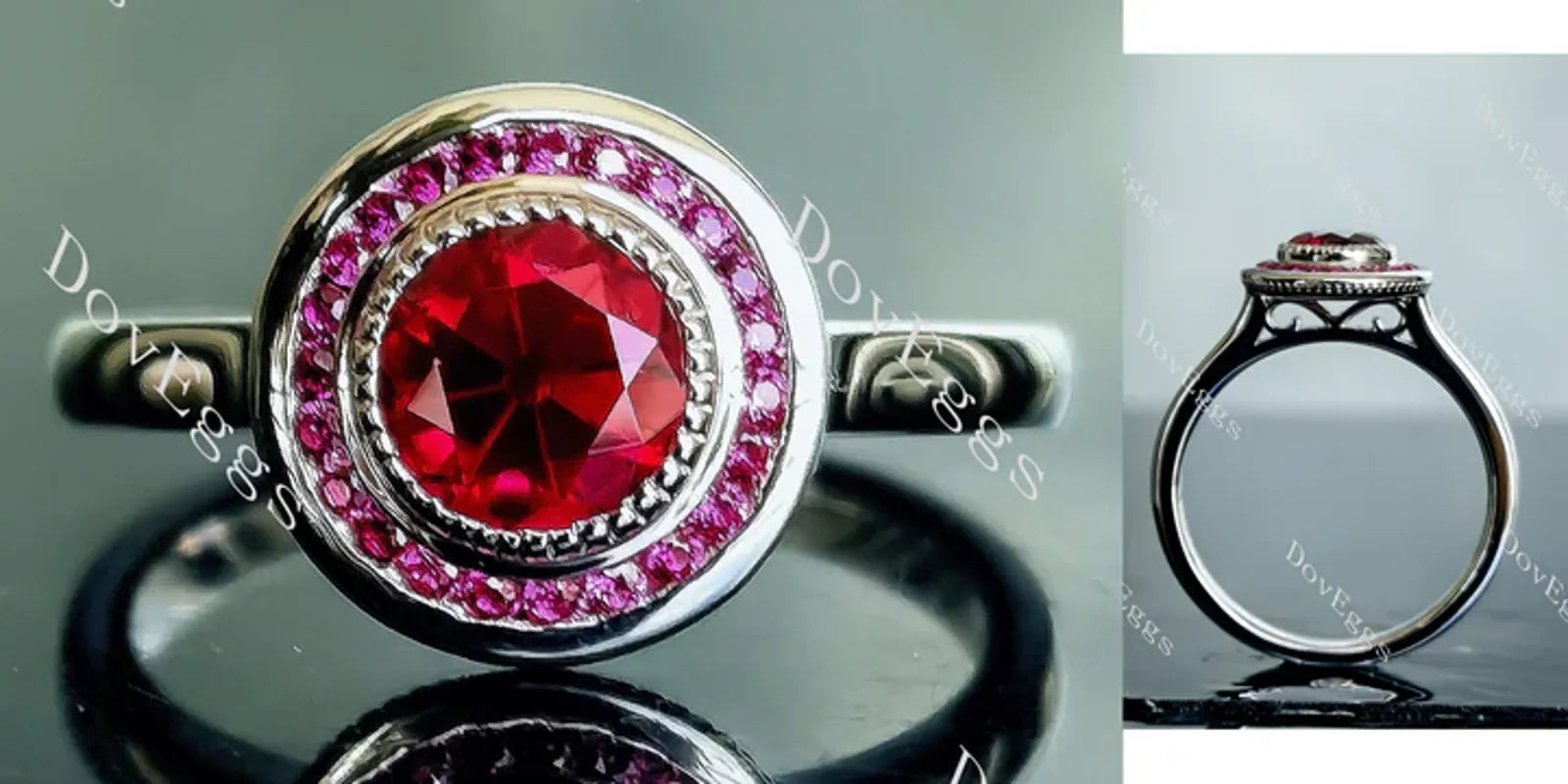 DovEggs bezel channel set engagement ring semi-mount only(Exclusively to DovEggs Stones)