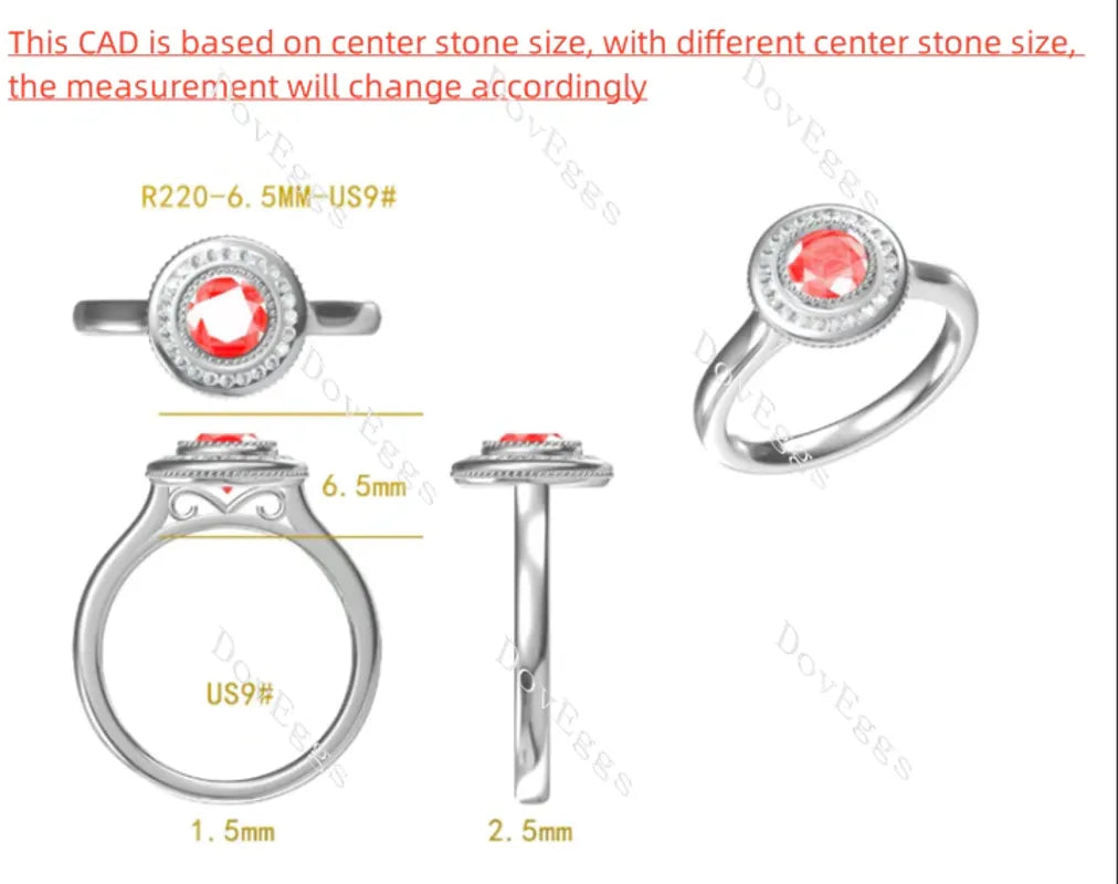 DovEggs bezel channel set engagement ring semi-mount only(Exclusively to DovEggs Stones)