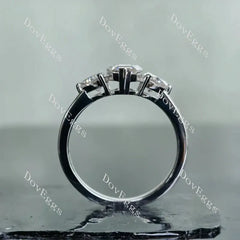DovEggs pave three stones engagement ring semi-mount only(Exclusively to DovEggs Stones)