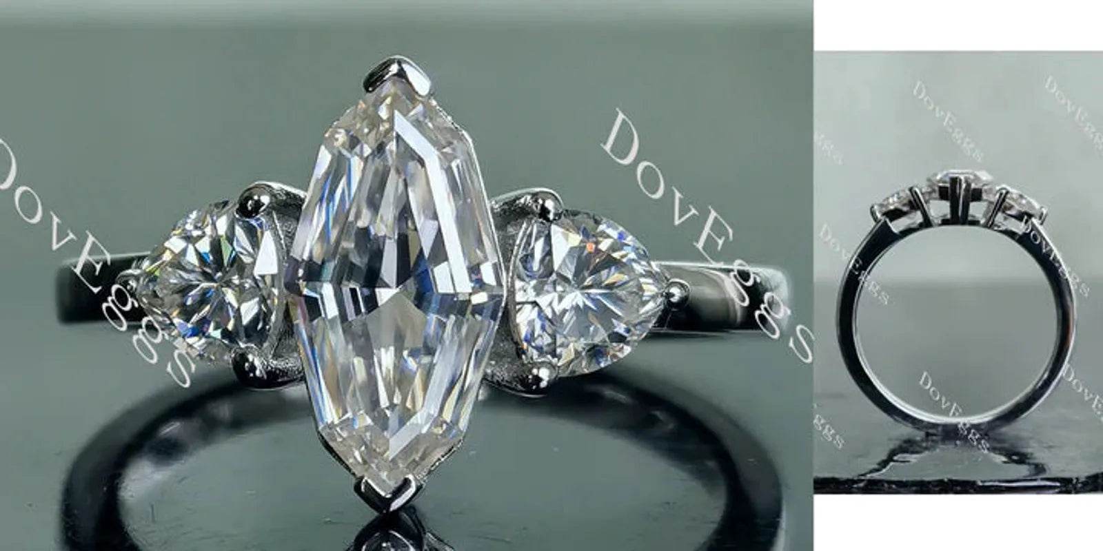 DovEggs pave three stones engagement ring semi-mount only(Exclusively to DovEggs Stones)