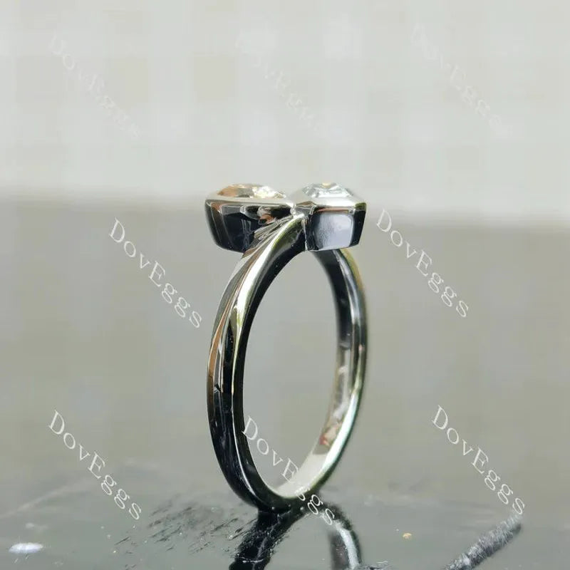 Doveggs pear bezel two stones engagement ring semi-mount only(Exclusively to DovEggs Stones)