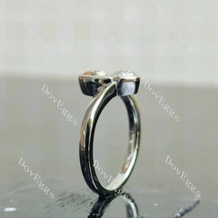 Doveggs pear bezel two stones engagement ring semi-mount only(Exclusively to DovEggs Stones)