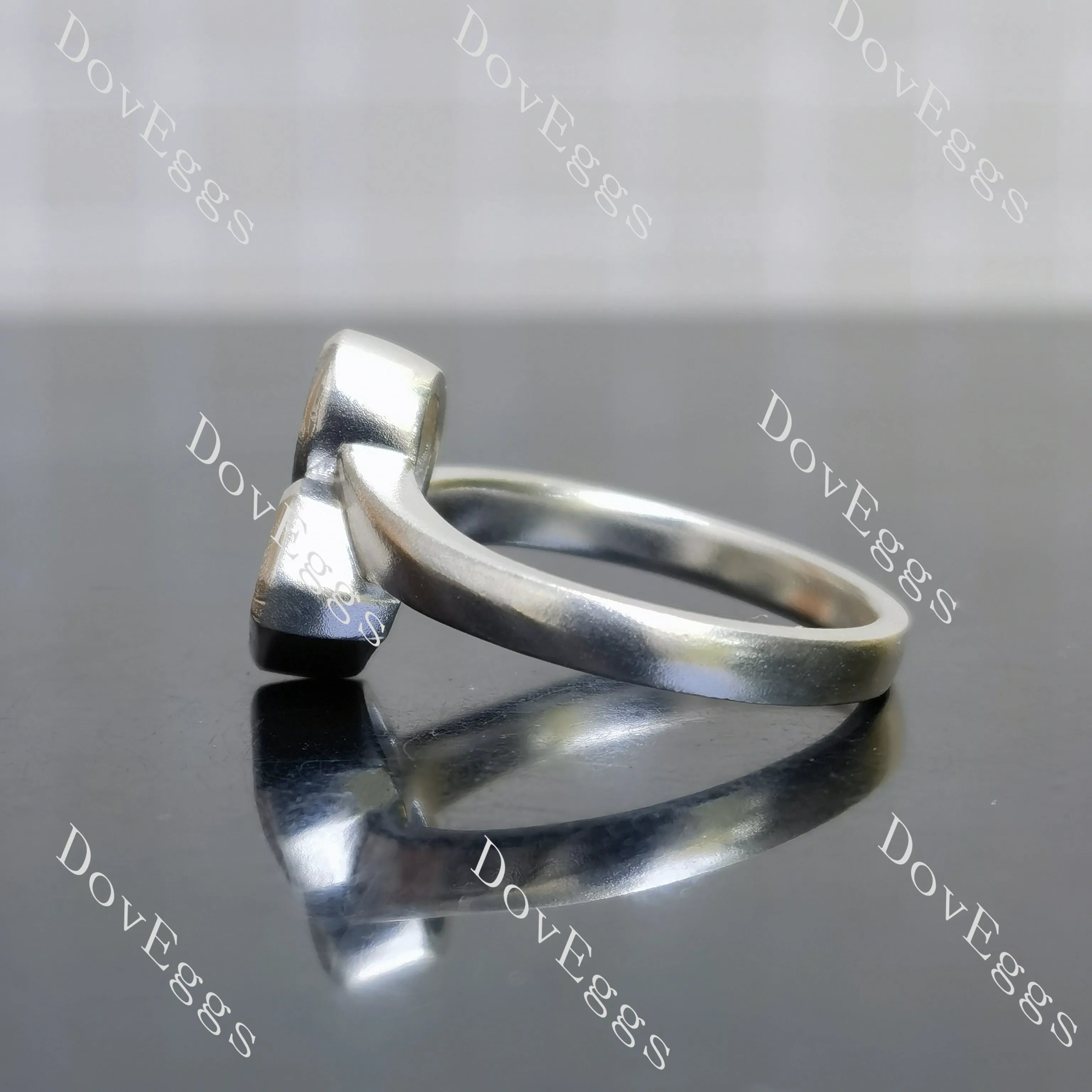 Doveggs pear bezel two stones engagement ring semi-mount only(Exclusively to DovEggs Stones)