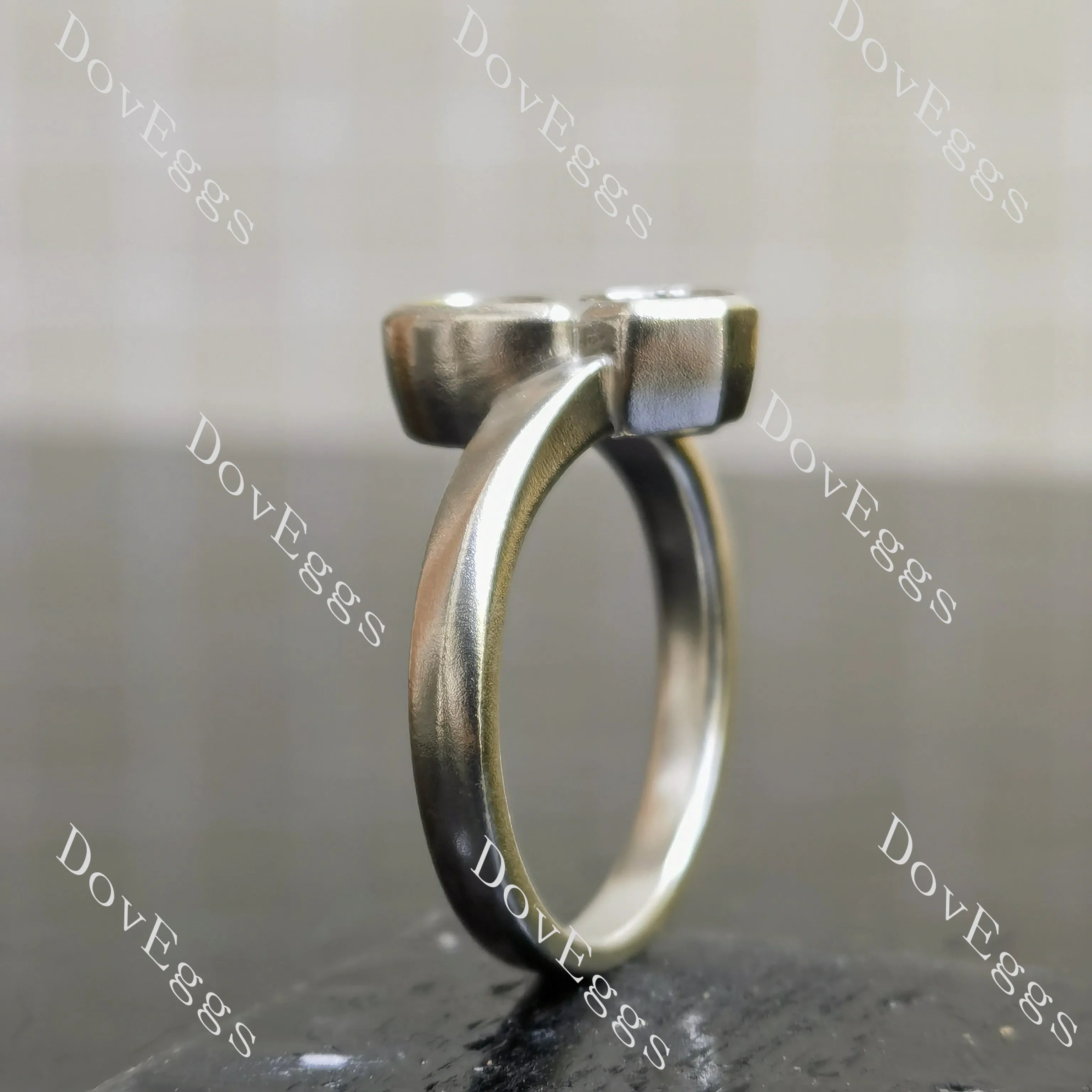 Doveggs pear bezel two stones engagement ring semi-mount only(Exclusively to DovEggs Stones)