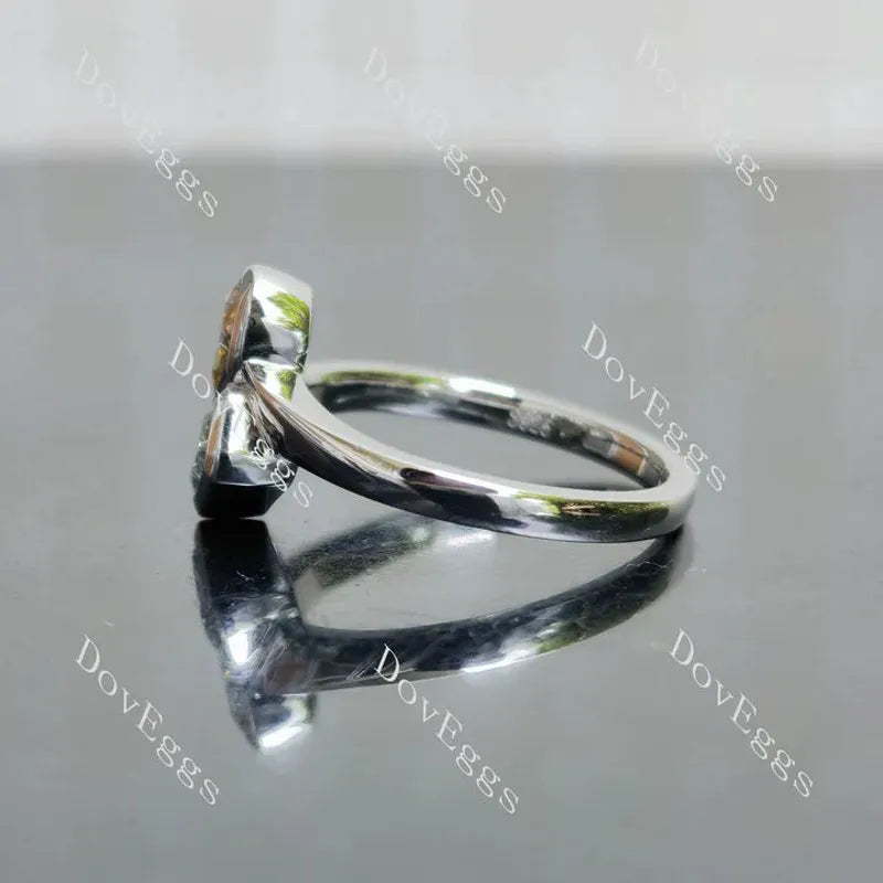 Doveggs pear bezel two stones engagement ring semi-mount only(Exclusively to DovEggs Stones)