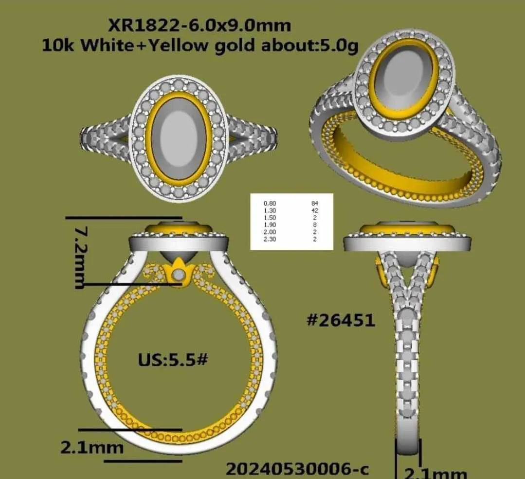 Semi-mount for 27649 in 10k WG Moissanite accents size 5.5