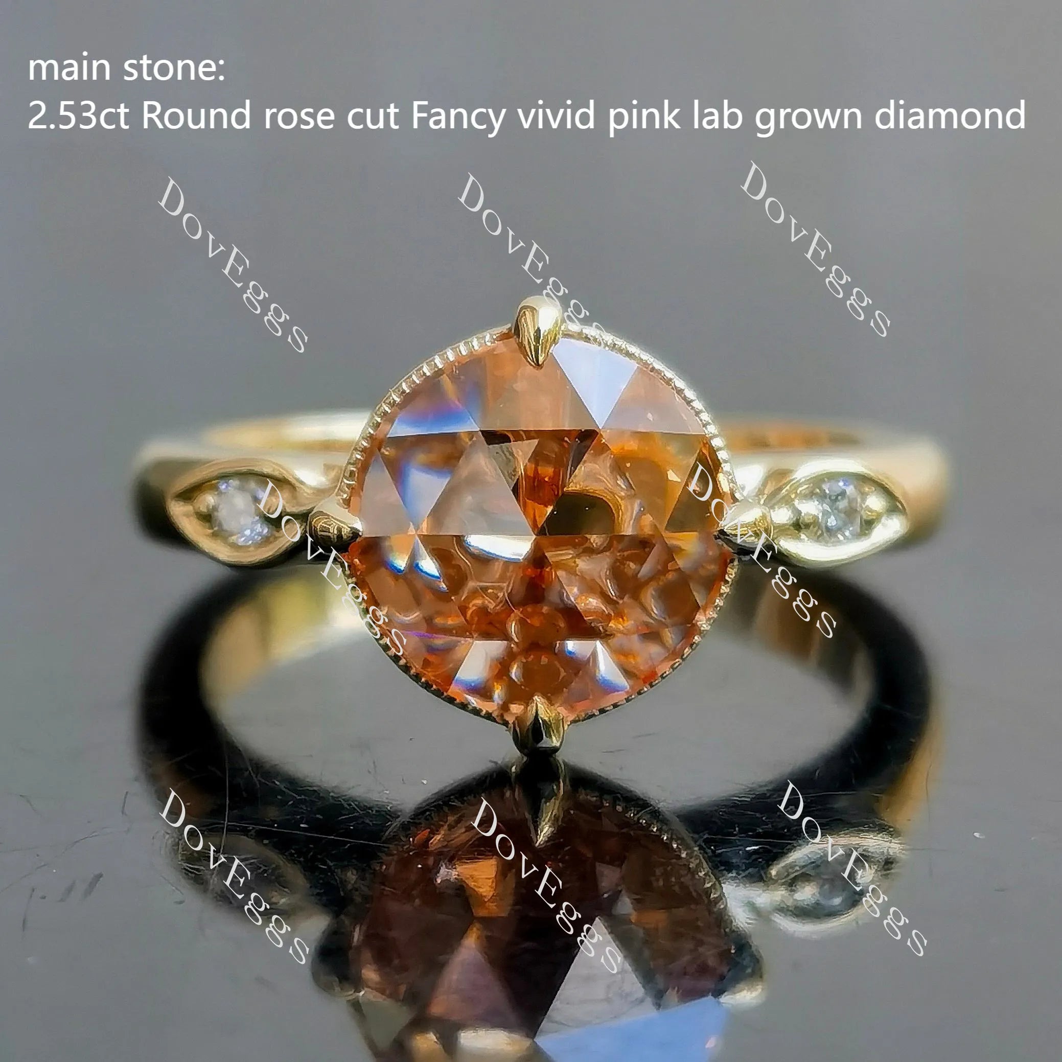 Octagon art deco side stones lab diamond engagement ring only semi-mount only(Exclusively to DovEggs Stones)