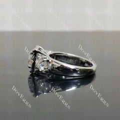 (size 4.25) Doveggs sterling silver 1ct round moissanite bridal set(2rings)
