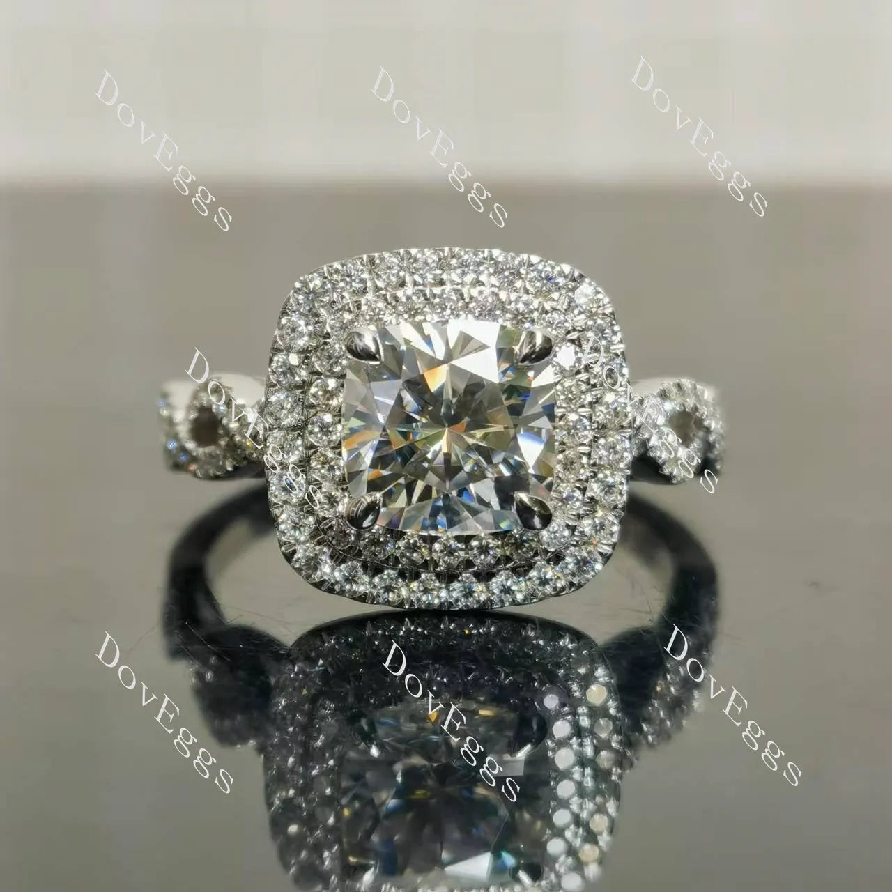 (size 11.5) Doveggs sterling silver 3ct cushion moissanite bridal set(3 rings)