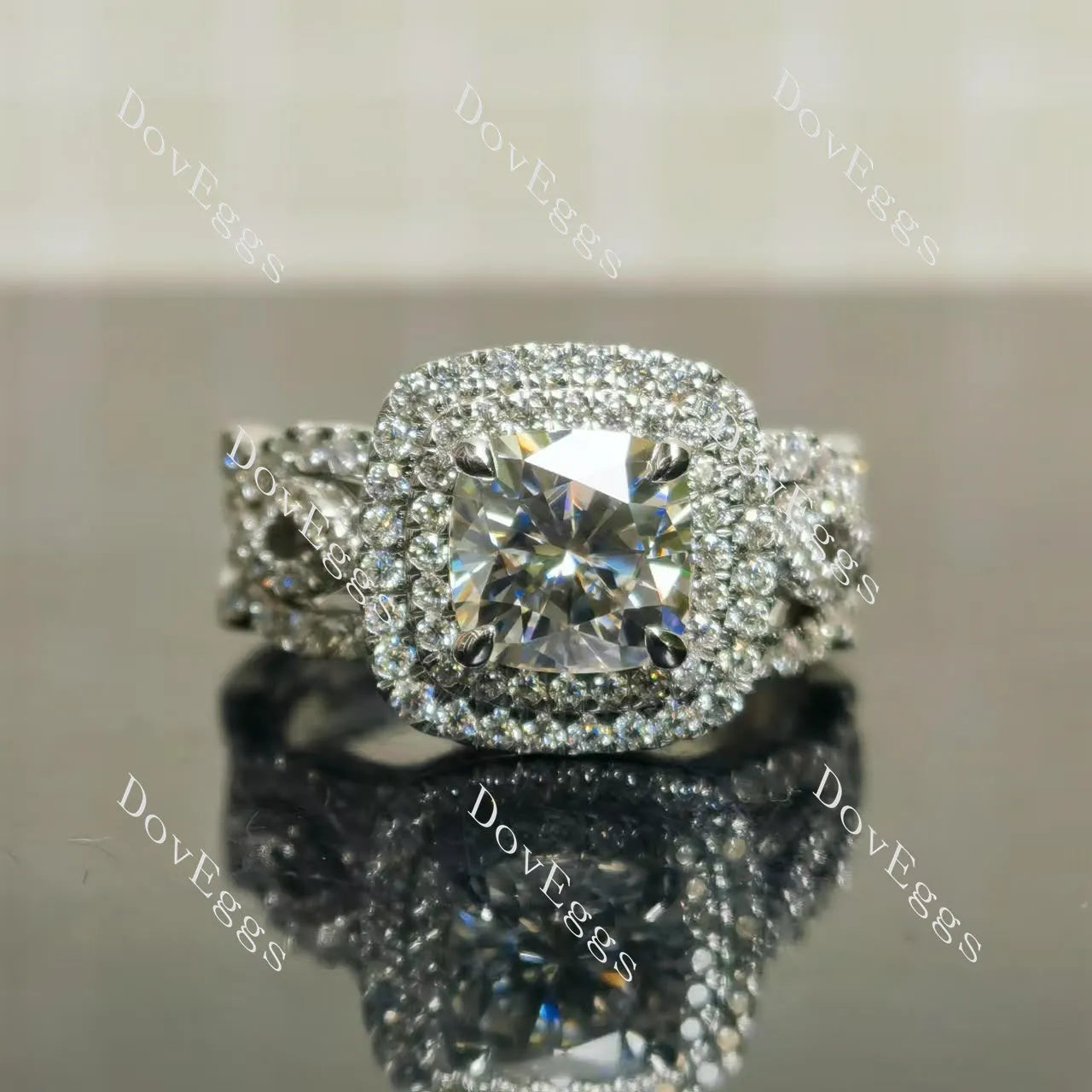 (size 11.5) Doveggs sterling silver 3ct cushion moissanite bridal set(3 rings)