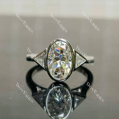 (Size 8) Doveggs sterling silver 3ct elongated oval moissanite engagement ring
