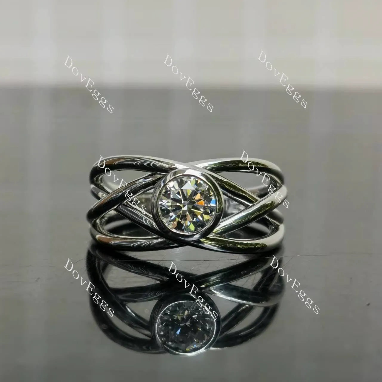 (size 8.25) Doveggs sterling silver 0.81ct round D color VS1 lab grown diamond engagement ring(certified)
