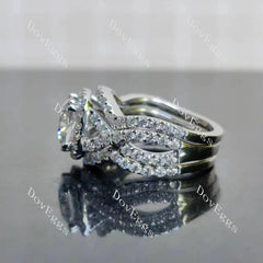(size 5.75) Doveggs sterling silver 2ct cushion moissanite ring bridal set(3 rings)