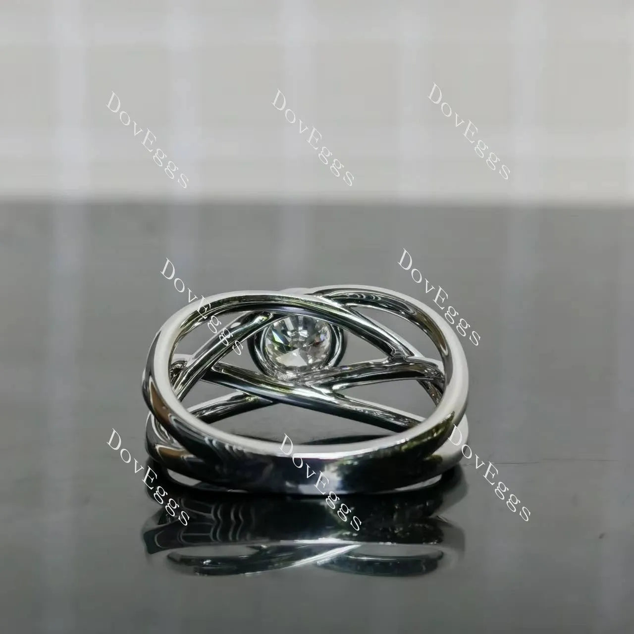 (size 8.25) Doveggs sterling silver 0.81ct round D color VS1 lab grown diamond engagement ring(certified)