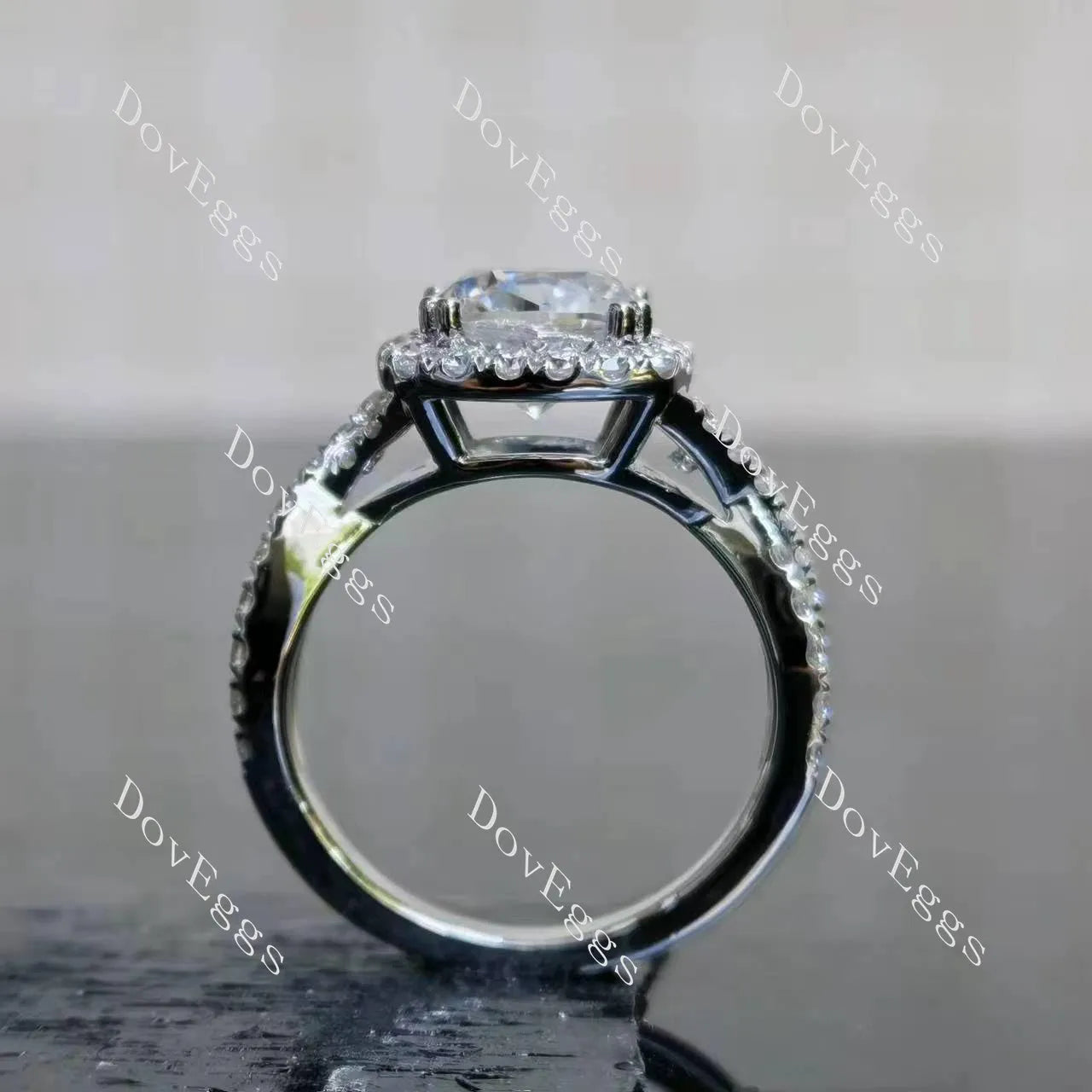 (size 5.75) Doveggs sterling silver 2ct cushion moissanite ring bridal set(3 rings)