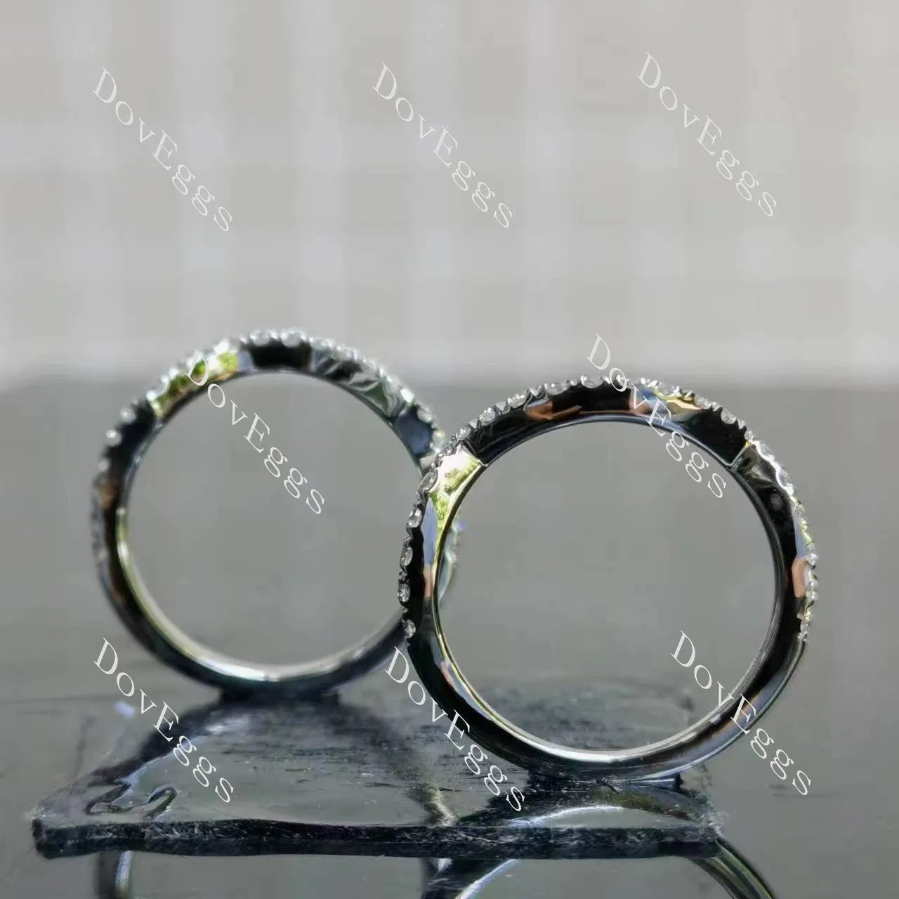 (size 5.75) Doveggs sterling silver 2ct cushion moissanite ring bridal set(3 rings)