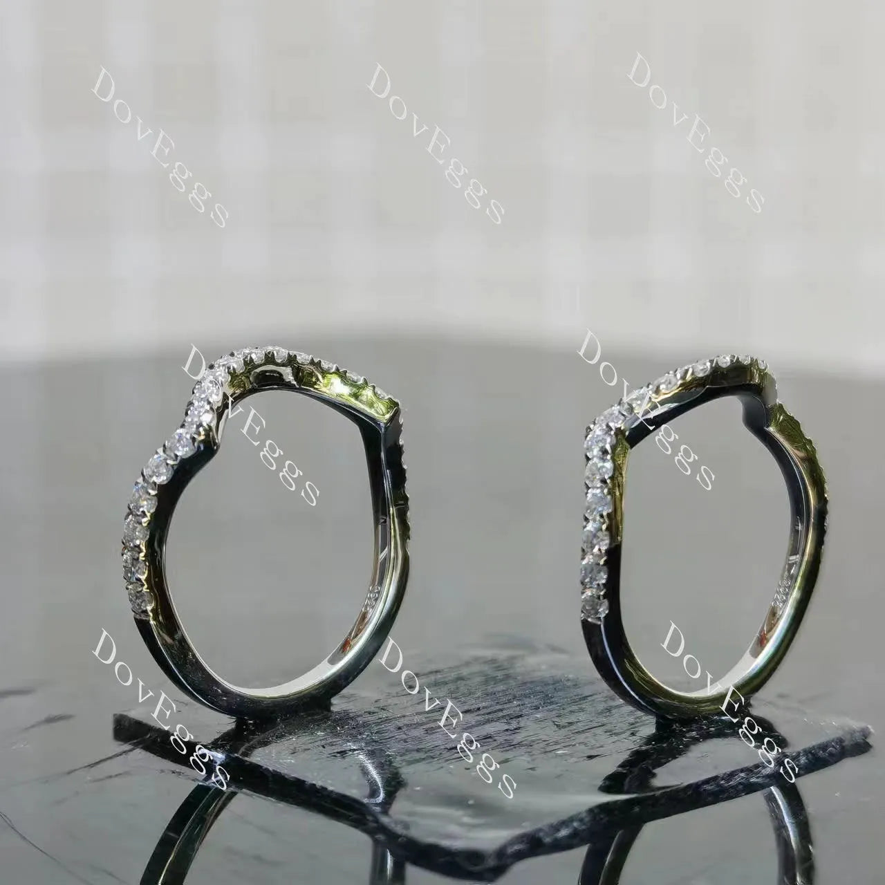 (size 5.75) Doveggs sterling silver 2ct cushion moissanite ring bridal set(3 rings)