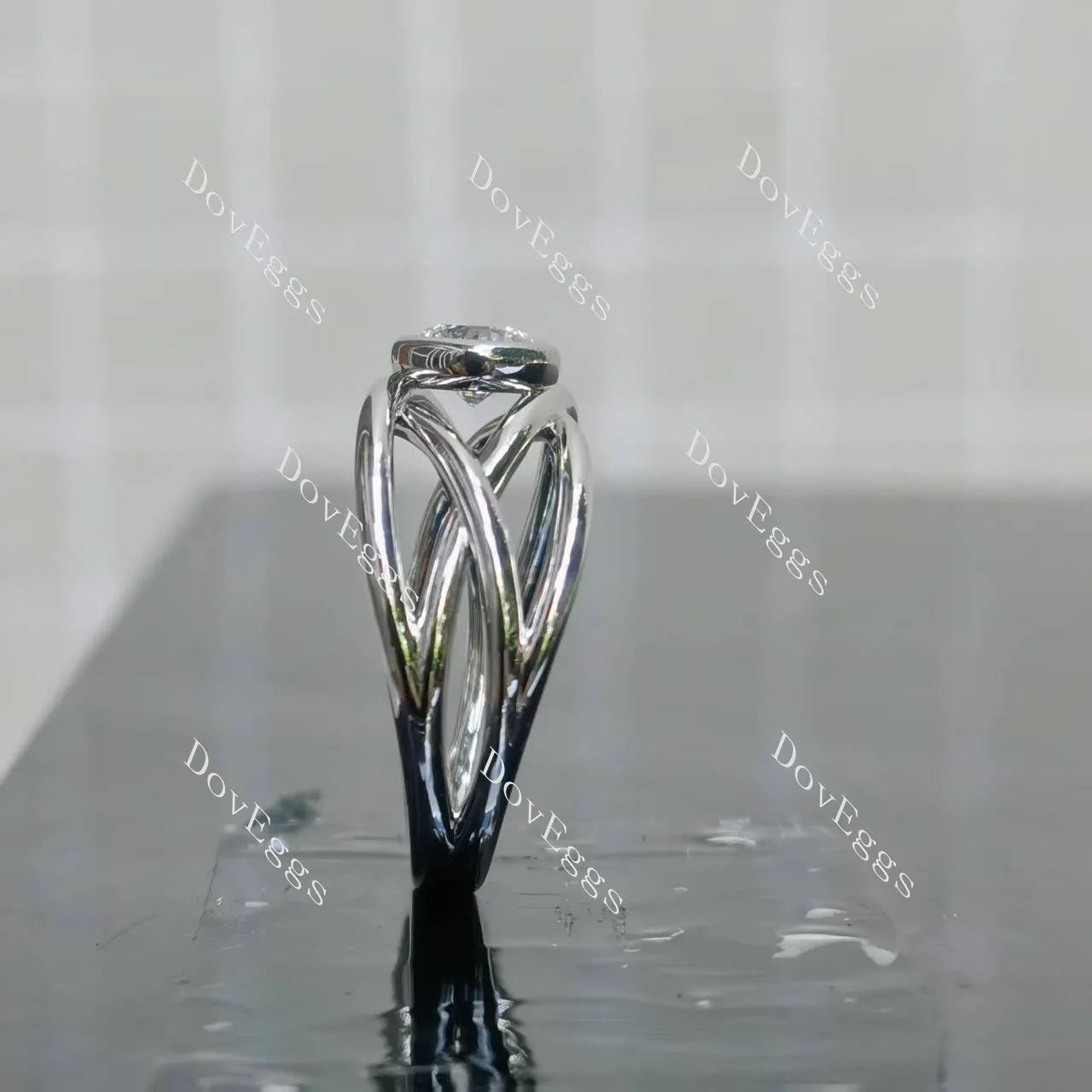 (size 8.25) Doveggs sterling silver 0.81ct round D color VS1 lab grown diamond engagement ring(certified)
