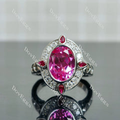 (size 7) Doveggs sterling silver 4ct oval pink sapphire colored gem engagement ring