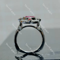 (size 7) Doveggs sterling silver 4ct oval pink sapphire colored gem engagement ring