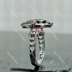 (size 7) Doveggs sterling silver 4ct oval pink sapphire colored gem engagement ring