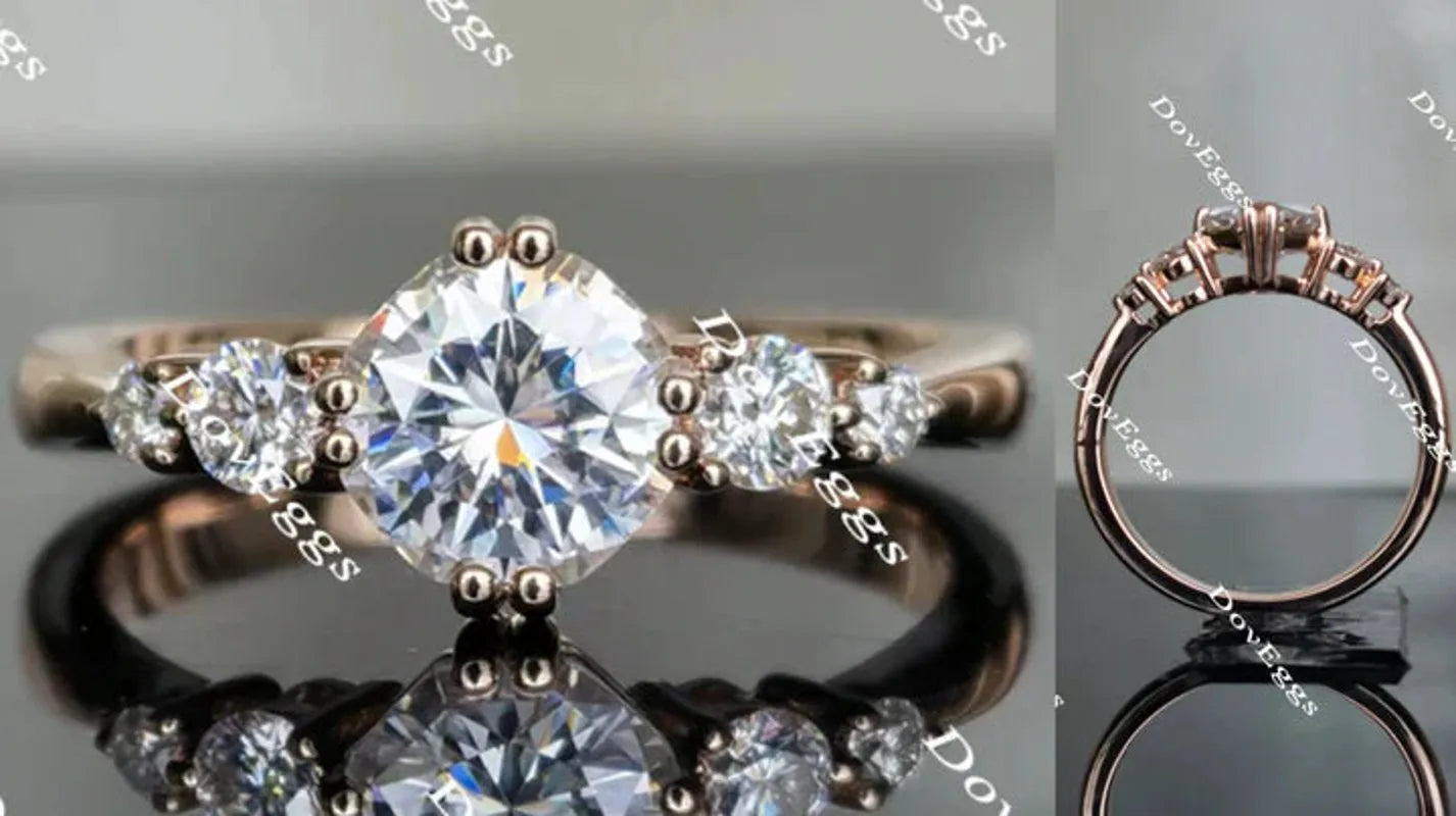 DovEggs side-stone engagement ring only semi-mount only(Exclusively to DovEggs Stones)