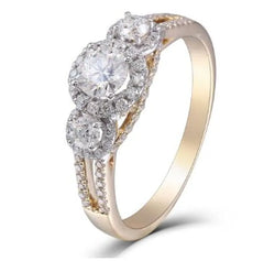 DovEggs halo three stones engagement ring semi-mount only(Exclusively to DovEggs Stones)