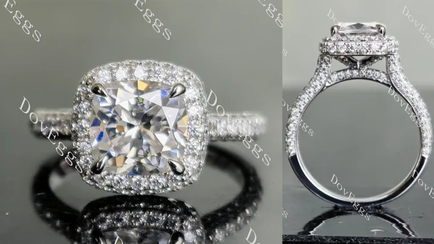 Doveggs cathedral pave halo engagement ring semi-mount only(Exclusively to DovEggs Stones)