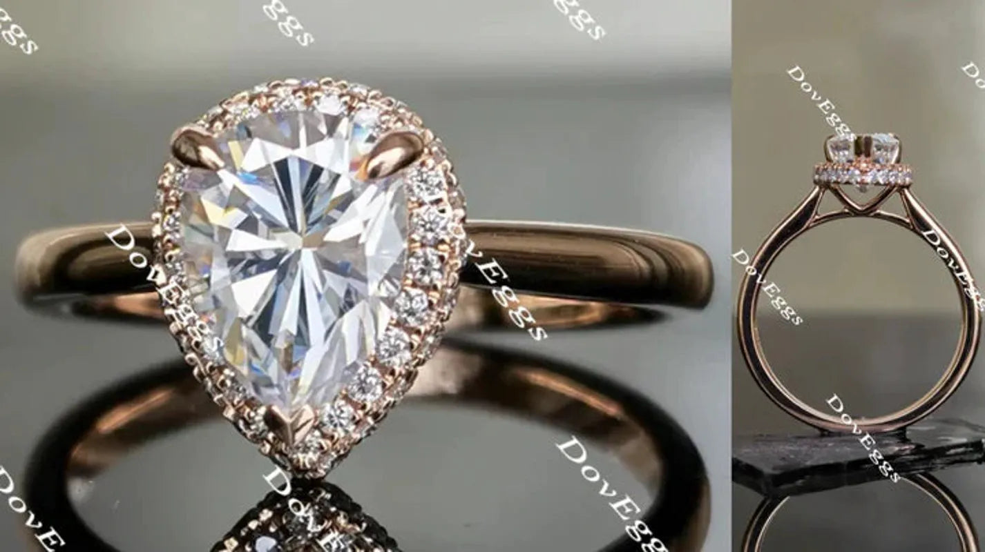 DovEggs pave halo engagement ring semi-mount only(Exclusively to DovEggs Stones)