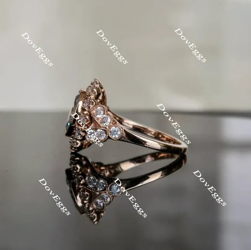 Marisol flower shape vintage engagement ring semi-mount only(Exclusively to DovEggs Stones)